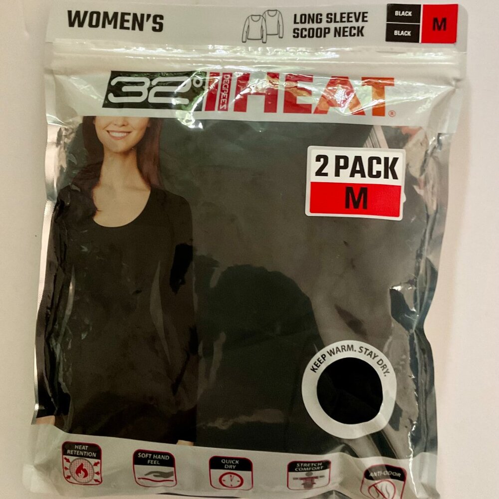 32 DEGREE HEAT Women's 2 Pack Long Sleeve Tops NIP Size M